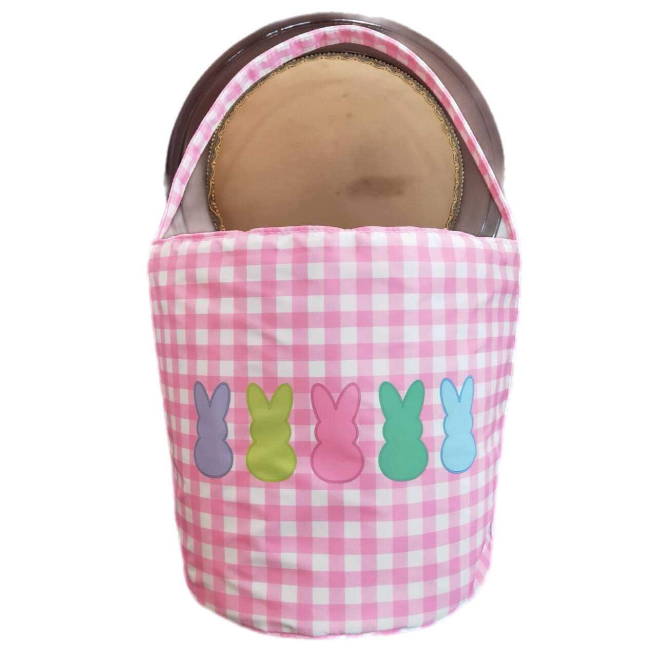 ᴡᴇᴇᴋʟʏ ᴘʀᴇ ᴏʀᴅᴇʀ Easter Pink Checkered Basket with Bunnies