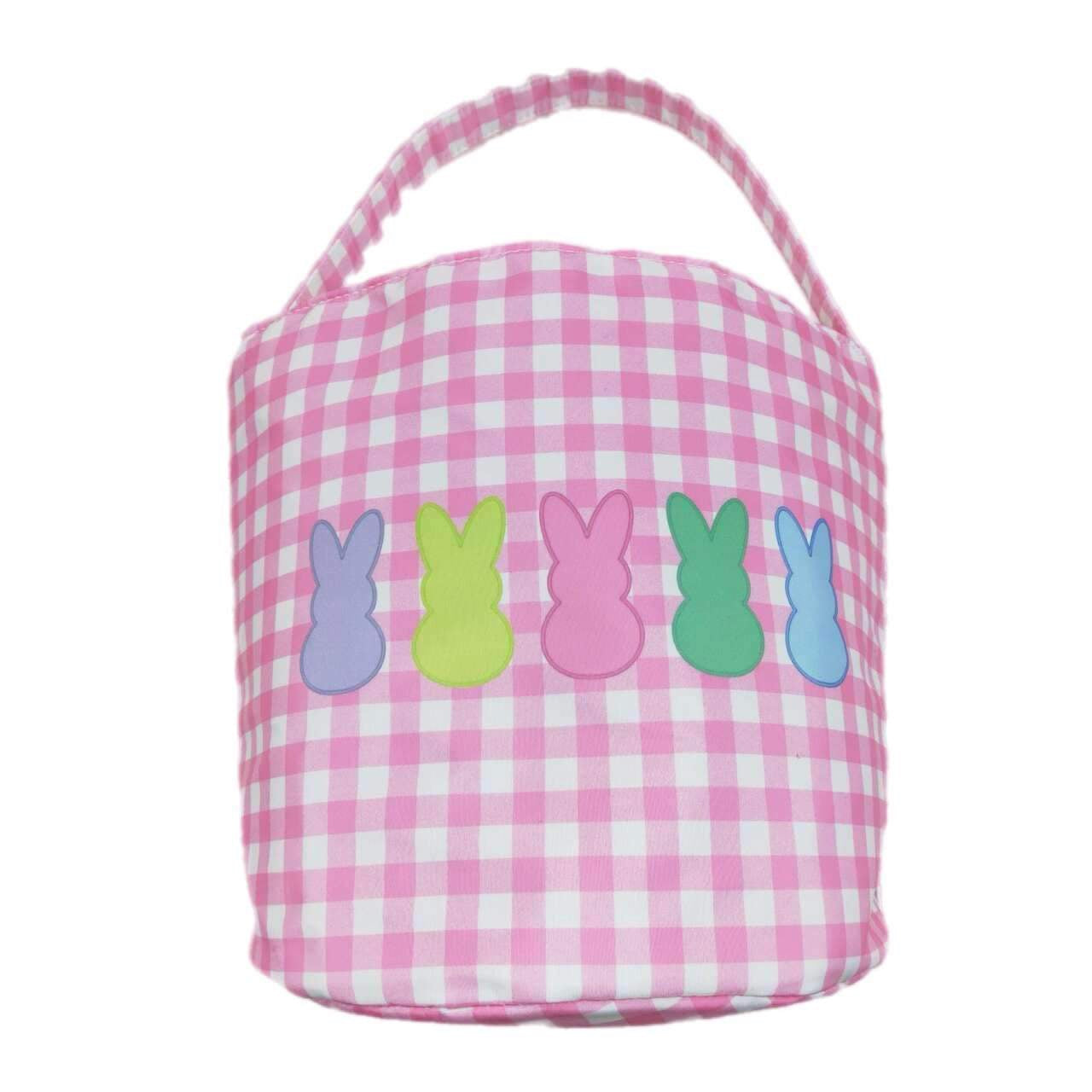 ᴡᴇᴇᴋʟʏ ᴘʀᴇ ᴏʀᴅᴇʀ Easter Pink Checkered Basket with Bunnies