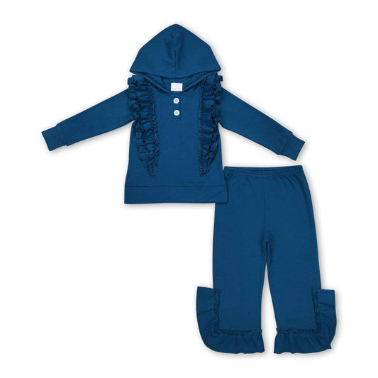 ᴡᴇᴇᴋʟʏ ᴘʀᴇ ᴏʀᴅᴇʀ Blue Ruffle Hoodie Set