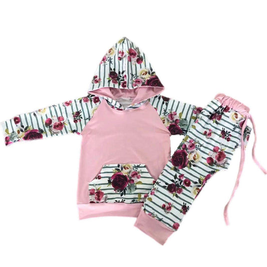 ᴡᴇᴇᴋʟʏ ᴘʀᴇ ᴏʀᴅᴇʀ Striped Floral Hoodie Set