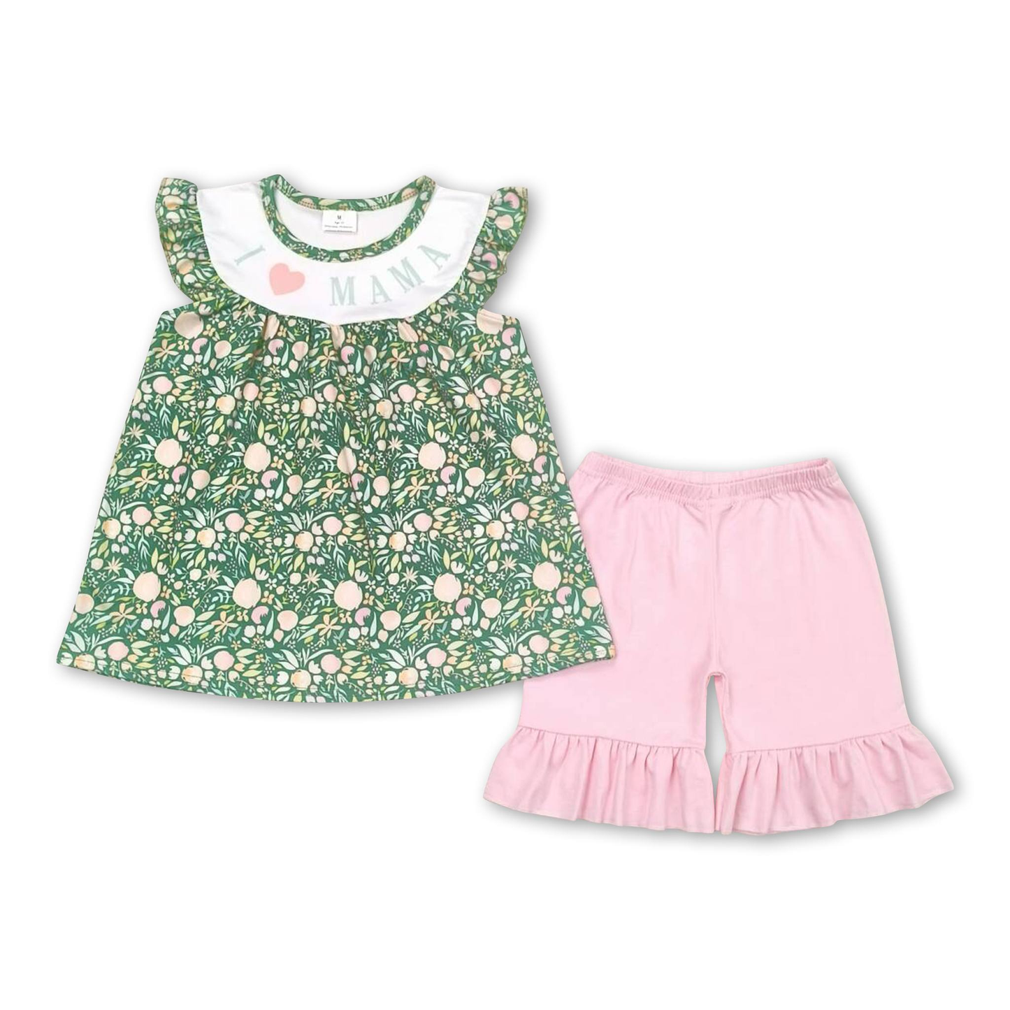 ᴡᴇᴇᴋʟʏ ᴘʀᴇ ᴏʀᴅᴇʀ I Heart Mama Embroidered Ruffle Short Set