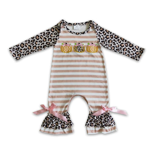 ᴡᴇᴇᴋʟʏ ᴘʀᴇ ᴏʀᴅᴇʀ Embroidered Pumpkins Animal Print Ruffle Romper