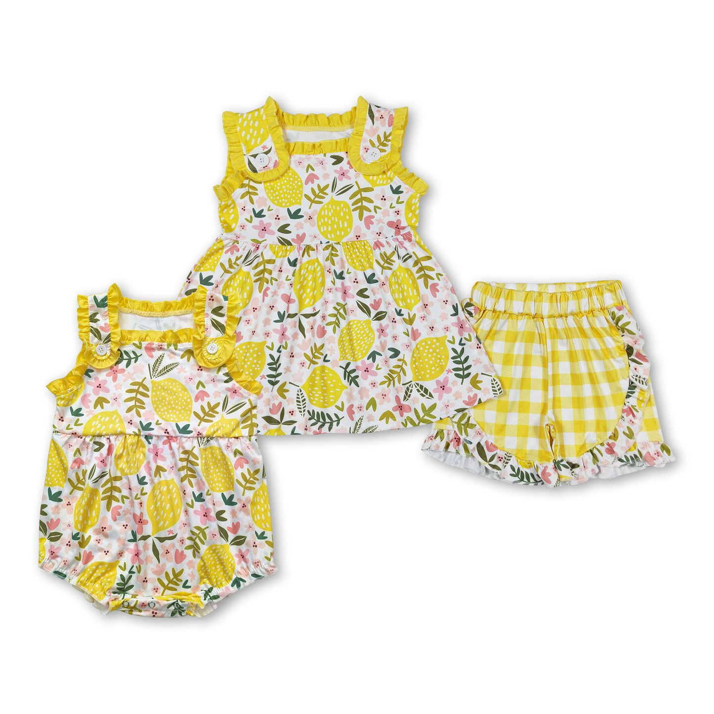 ᴡᴇᴇᴋʟʏ ᴘʀᴇ ᴏʀᴅᴇʀ Lemon Ruffle Romper or Set