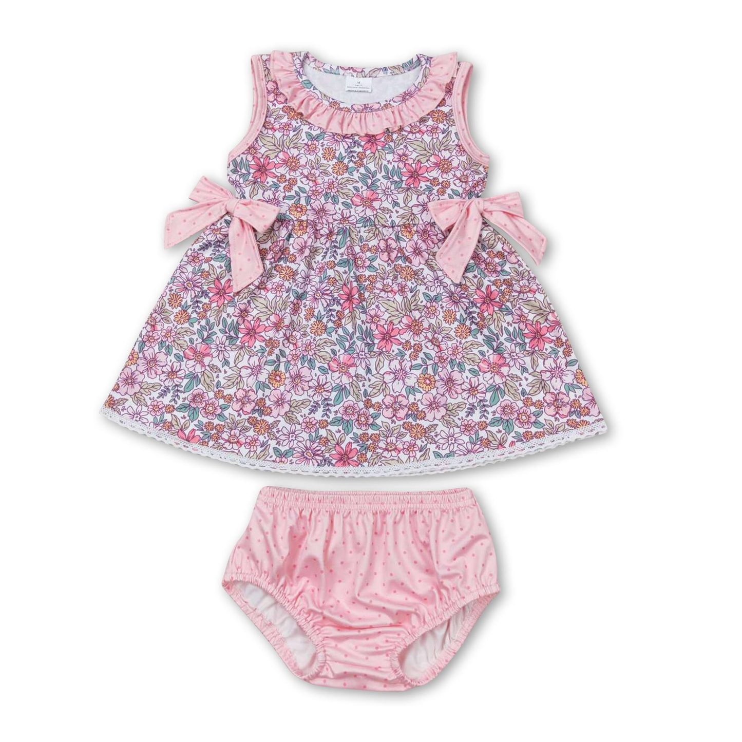 ᴡᴇᴇᴋʟʏ ᴘʀᴇ ᴏʀᴅᴇʀ Pink Tie Detail Bummies Set