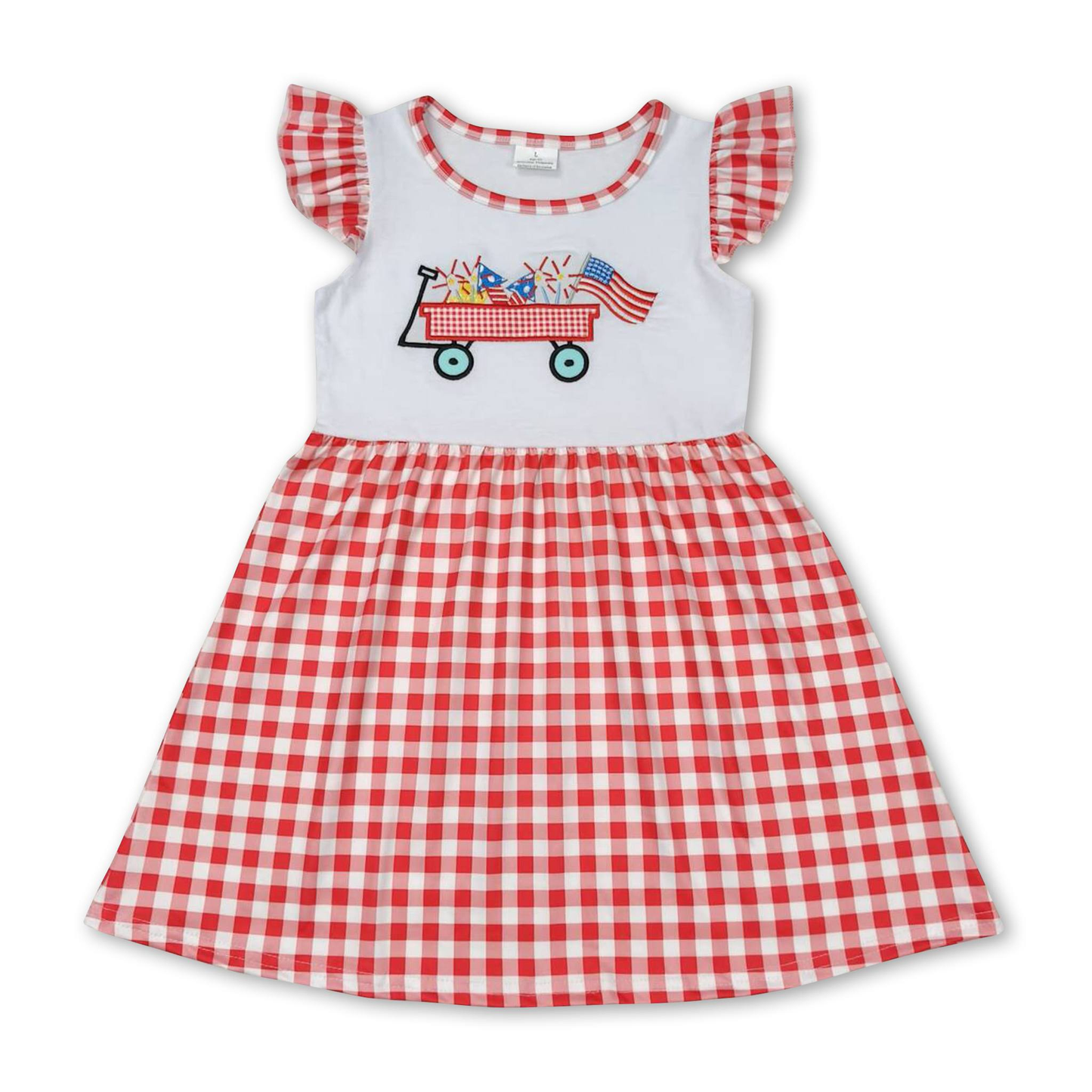 ᴡᴇᴇᴋʟʏ ᴘʀᴇ ᴏʀᴅᴇʀ 4th of July Red Gingham Embroidered Dress