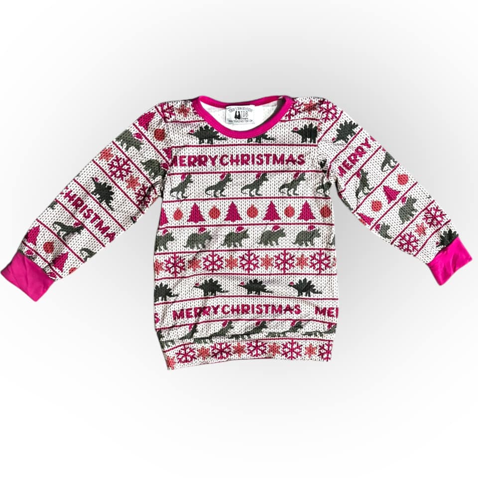 7-8 Faux Ugly Christmas Sweater Dinos Exclusive Top: Ready to Ship!