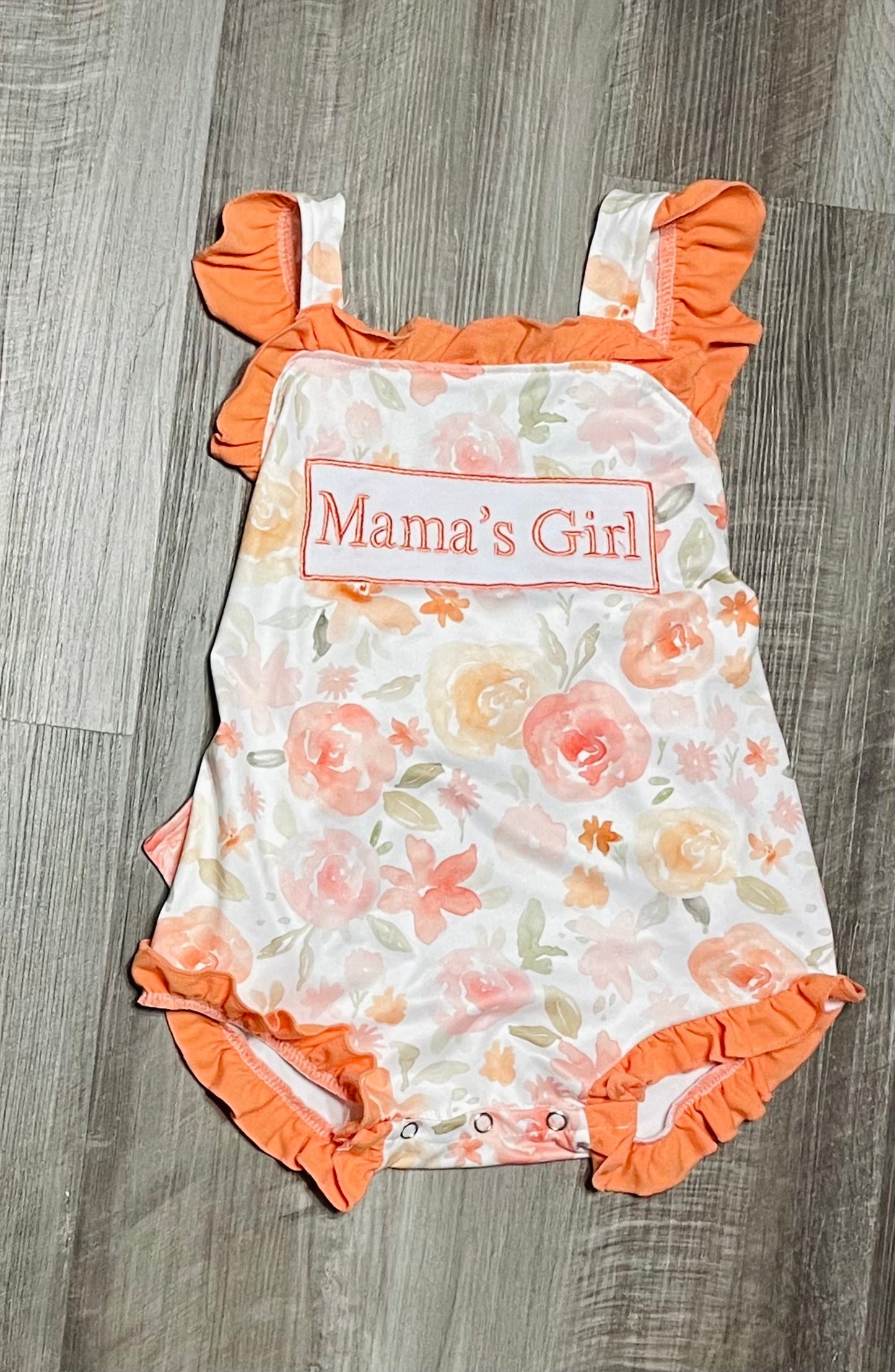 2T  ʀᴇᴀᴅʏ ᴛᴏ ꜱʜɪᴘ! Embroidered Mama’s Girl Romper with Snaps