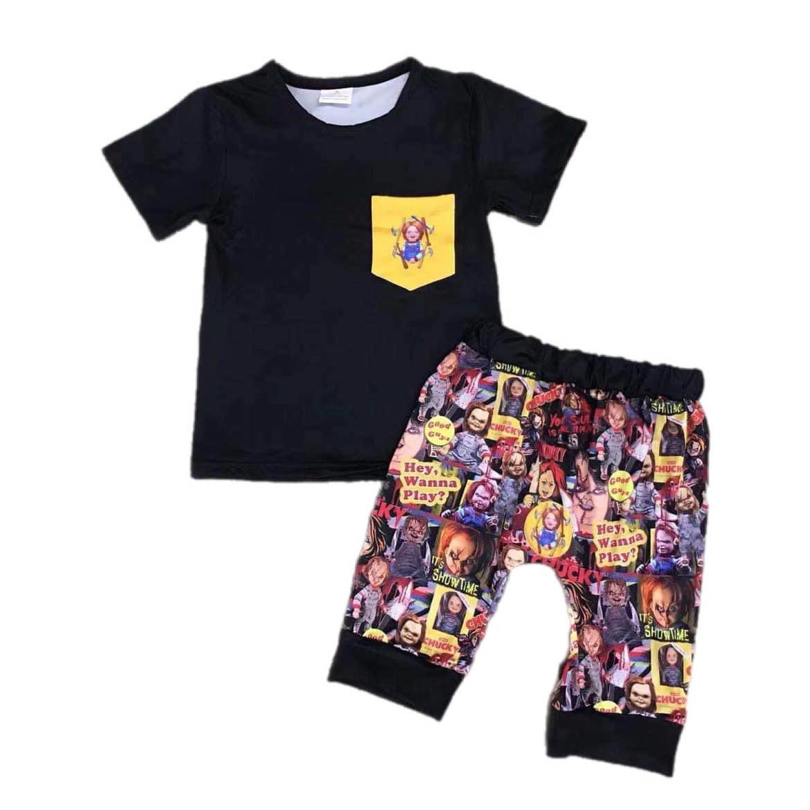 ᴡᴇᴇᴋʟʏ ᴘʀᴇ ᴏʀᴅᴇʀ Halloween Horror Babies Shorts Set