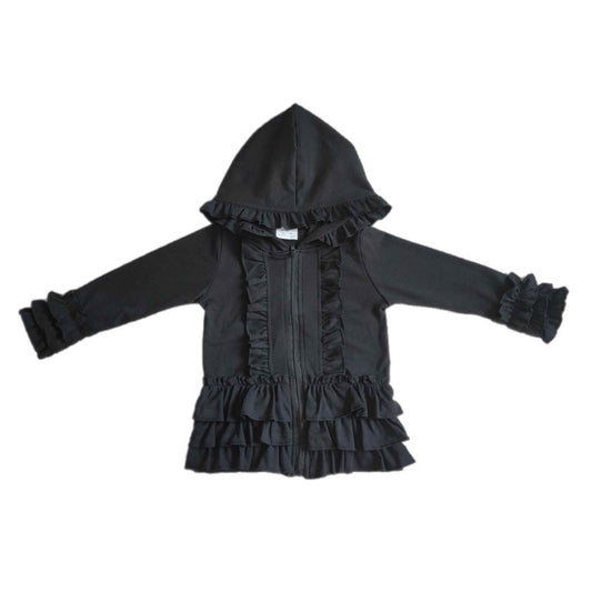 ᴡᴇᴇᴋʟʏ ᴘʀᴇ ᴏʀᴅᴇʀ Black Ruffle Zip Up