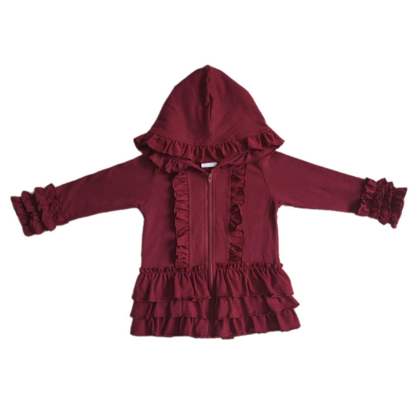 ᴡᴇᴇᴋʟʏ ᴘʀᴇ ᴏʀᴅᴇʀ Maroon Ruffle Zip Up