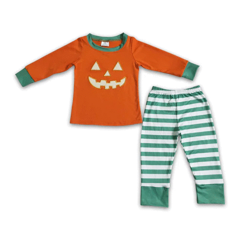 ᴡᴇᴇᴋʟʏ ᴘʀᴇ ᴏʀᴅᴇʀ Halloween Embroidered Jack-o-lantern Stripes Lounge