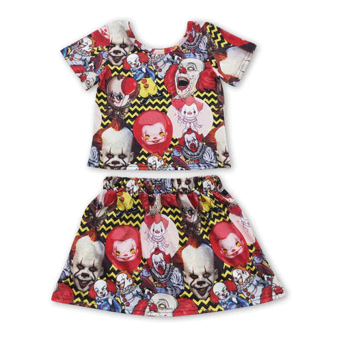 ᴡᴇᴇᴋʟʏ ᴘʀᴇ ᴏʀᴅᴇʀ Halloween Balloon Clown Skirt Set