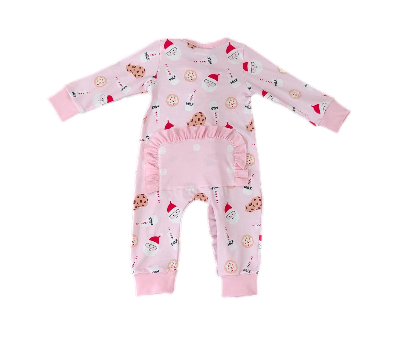 Christmas Cookies and Milk Pink Ruffle Zippie: Pre-Order