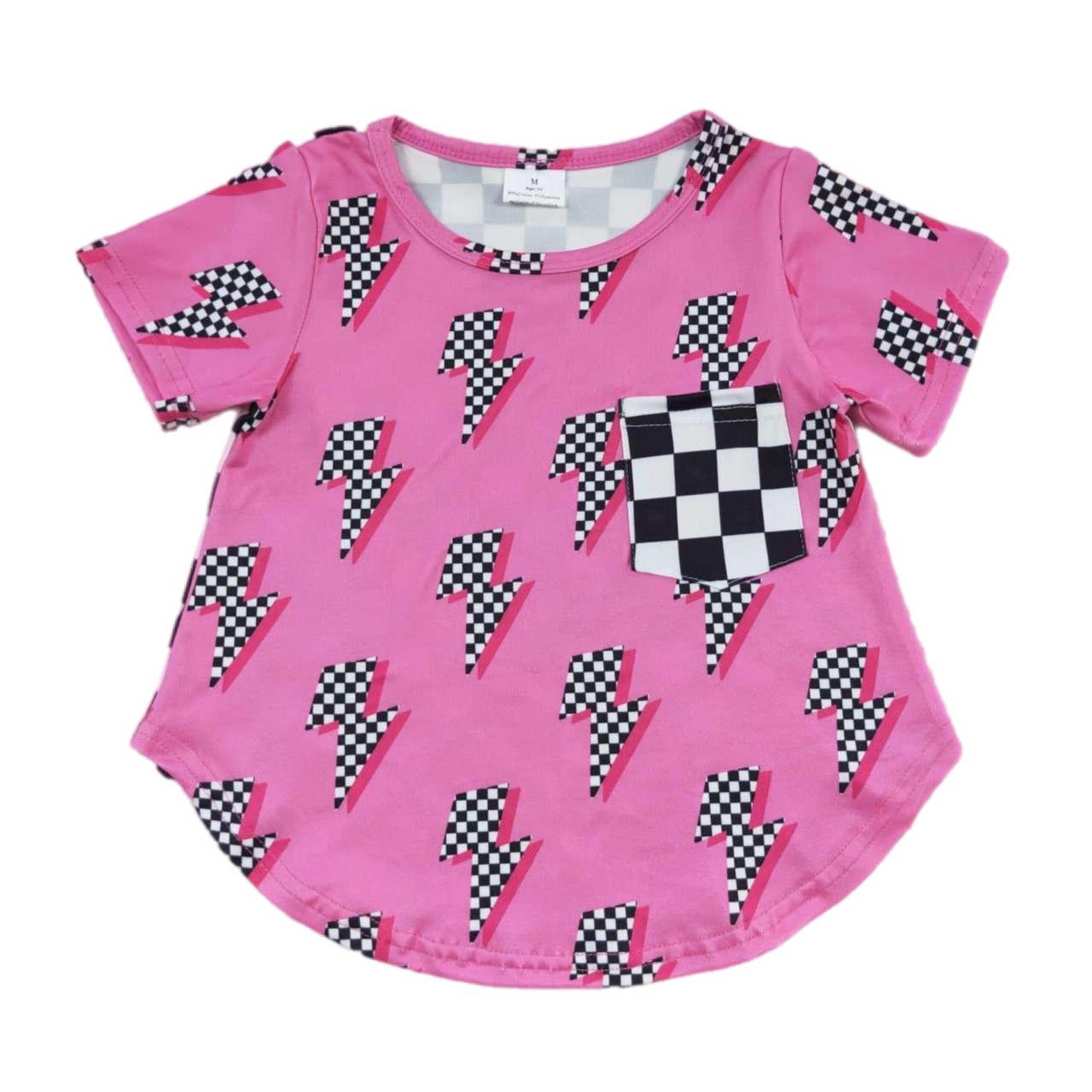 ᴡᴇᴇᴋʟʏ ᴘʀᴇ ᴏʀᴅᴇʀ Pink Checkered Bolts Tee