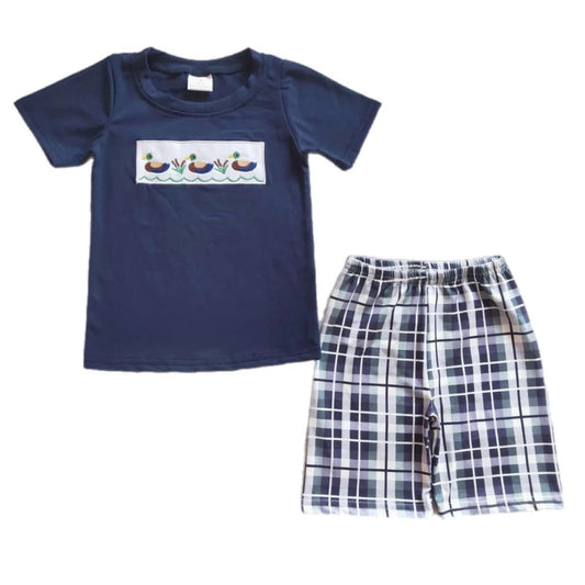 ᴡᴇᴇᴋʟʏ ᴘʀᴇ ᴏʀᴅᴇʀ Blue Plaid Duck Shorts Set