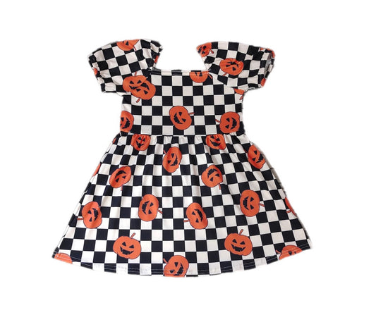 ᴡᴇᴇᴋʟʏ ᴘʀᴇ ᴏʀᴅᴇʀ Halloween Pumpkin Checks Dress