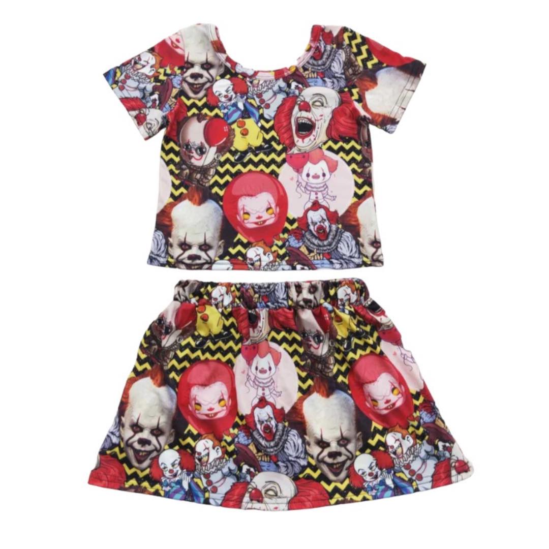 ᴡᴇᴇᴋʟʏ ᴘʀᴇ ᴏʀᴅᴇʀ Halloween Horror Clown Skirt Set