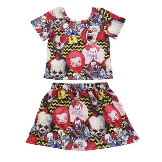 ᴡᴇᴇᴋʟʏ ᴘʀᴇ ᴏʀᴅᴇʀ Halloween Horror Clown Skirt Set