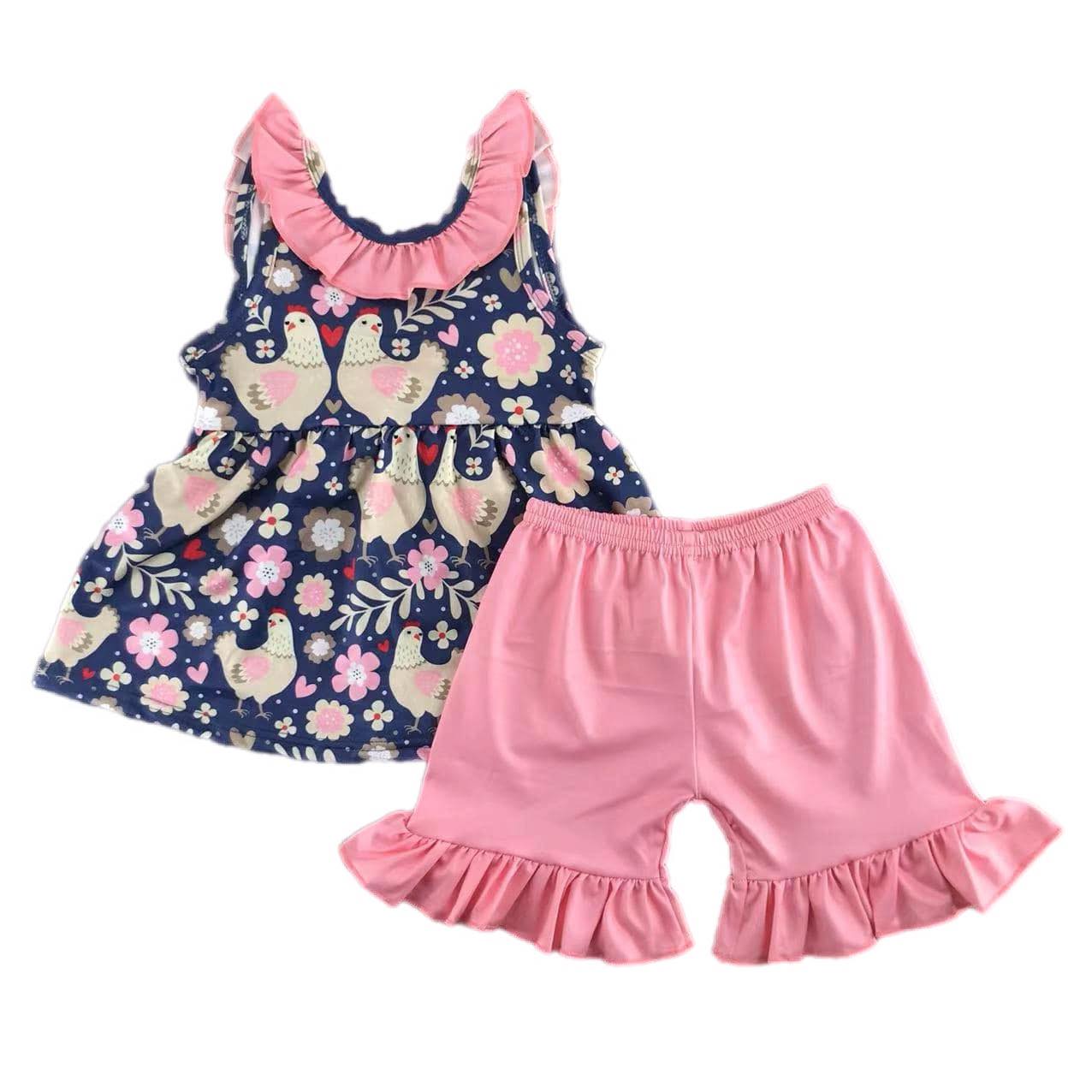 ᴡᴇᴇᴋʟʏ ᴘʀᴇ ᴏʀᴅᴇʀ Chicken Ruffle Shorts Set