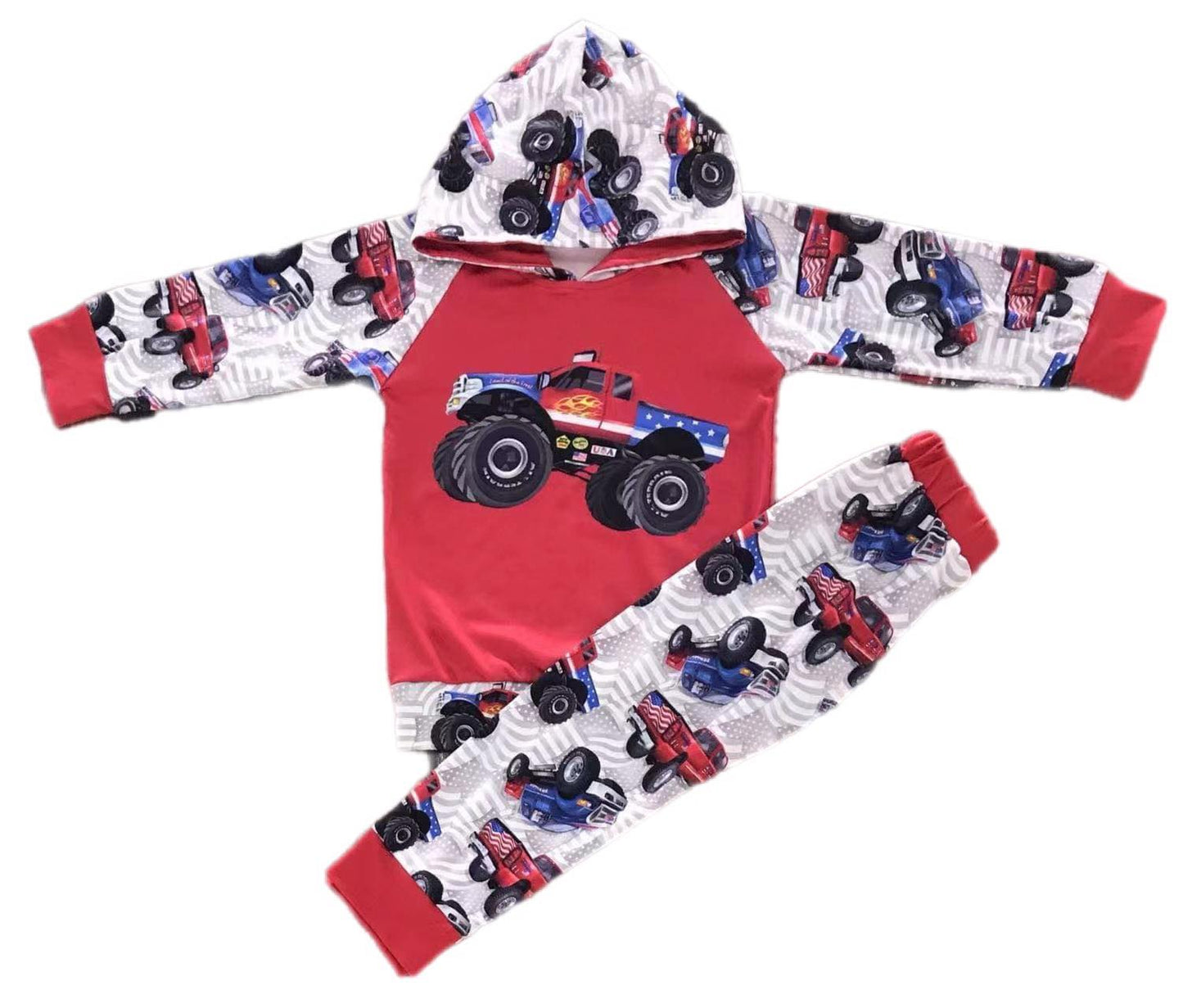 ᴡᴇᴇᴋʟʏ ᴘʀᴇ ᴏʀᴅᴇʀ Monster Trucks Hoodie Set